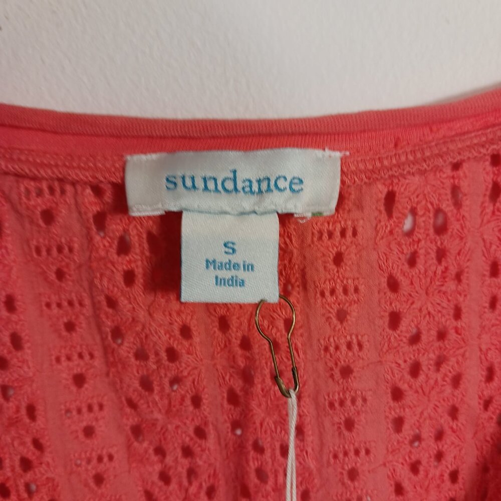NWT Sundance Tangerine Crochet Sleeveless Top, Distressed V Neck, Cotton, Small - Picture 2 of 16